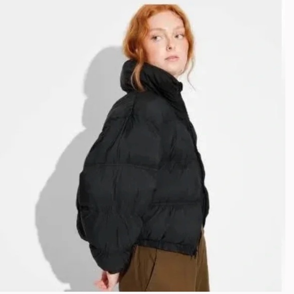 NWT DIVIDED by H&M Black Puffer Cropped Oversized Jacket Size Large - Picture 1 of 8